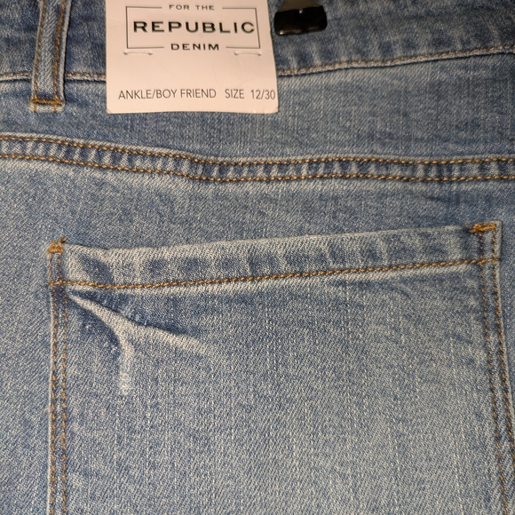 For The Republic Distressed Blue Jeans with Red Embroidery - Picture 6 of 6